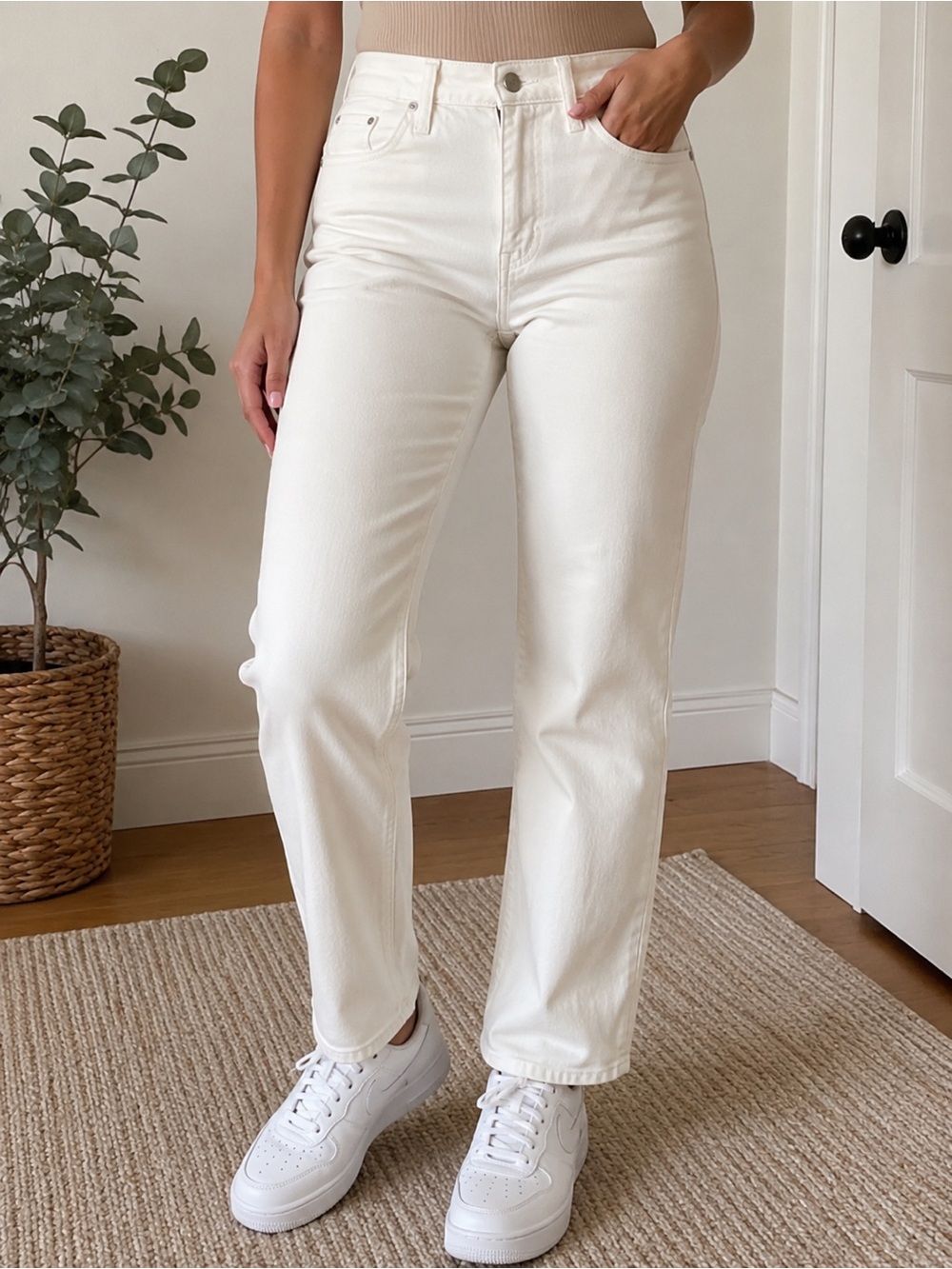 A New Day White Straight Leg Jeans Women’s Size 8 29R Stretch Denim